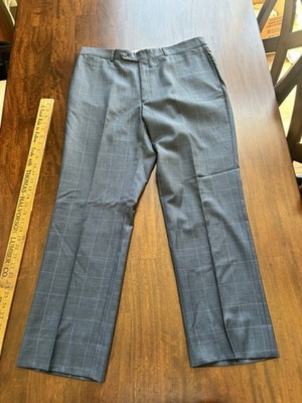 Tommy Hilfiger Blue Windowpane Wool Dress Pants 36/29